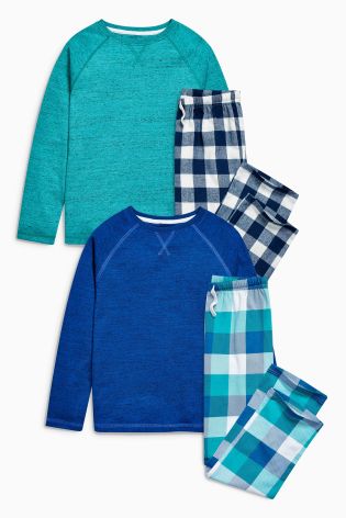 Blue Woven Pyjamas Two Pack (3-16yrs)